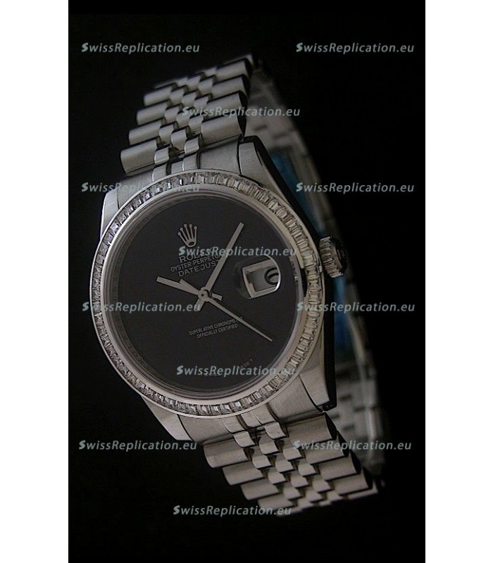 Rolex Datejust Japanese Replica Watch in Full Black Dial