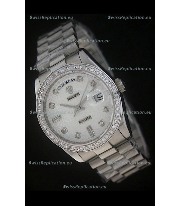 Rolex Day Date Just Japanese Replica Silver White Watch