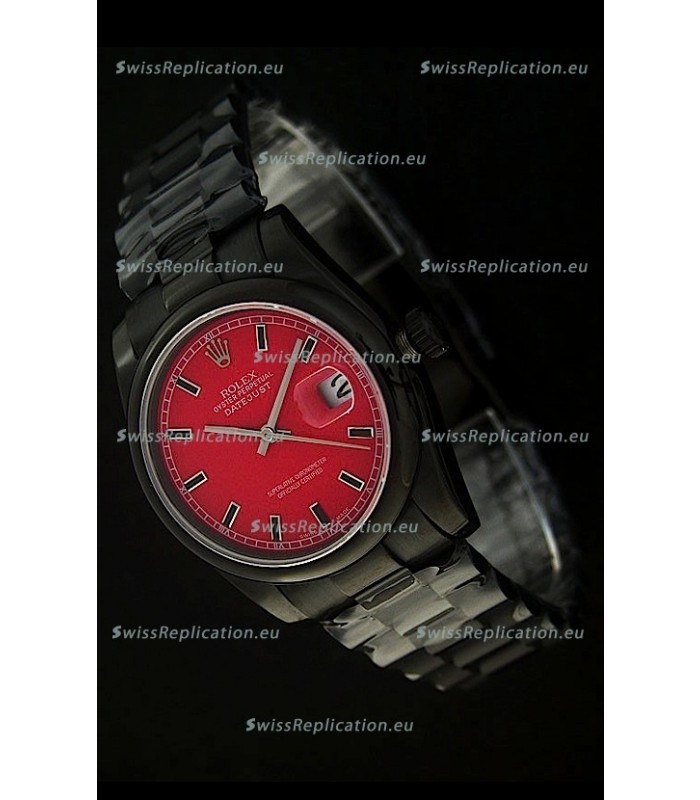 Rolex Datejust Japanese Replica PVD Watch in Red Dial