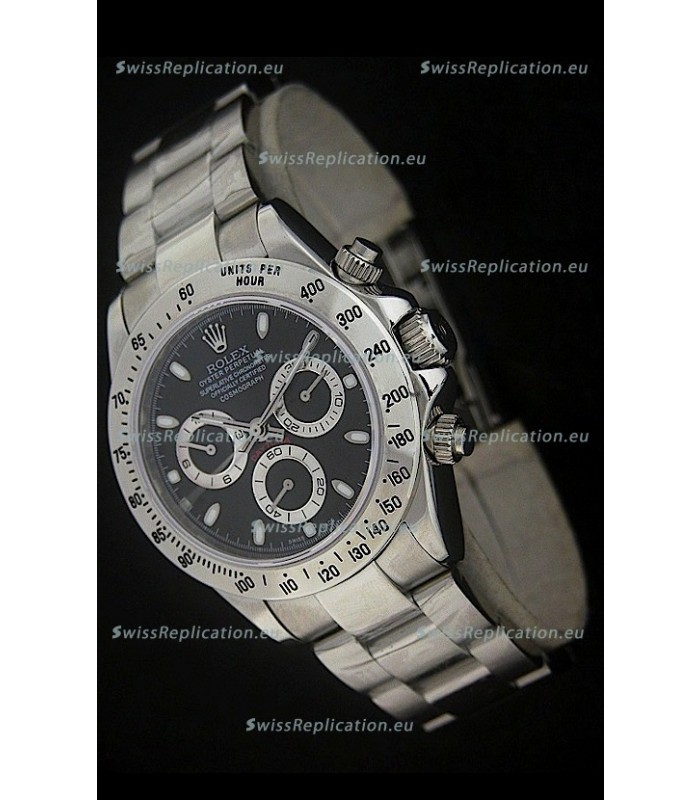 Rolex Daytona Japanese Replica Steel Watch in Black Dial
