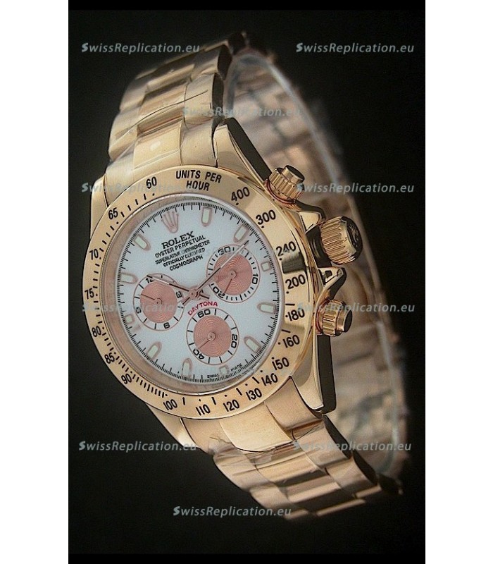 Rolex Daytona Japanese Replica Gold Watch in Rose Gold Subdials