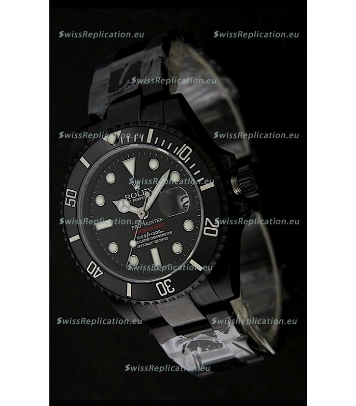 Rolex Submariner Pro Hunter Japanese PVD Watch in Black Carbon Dial