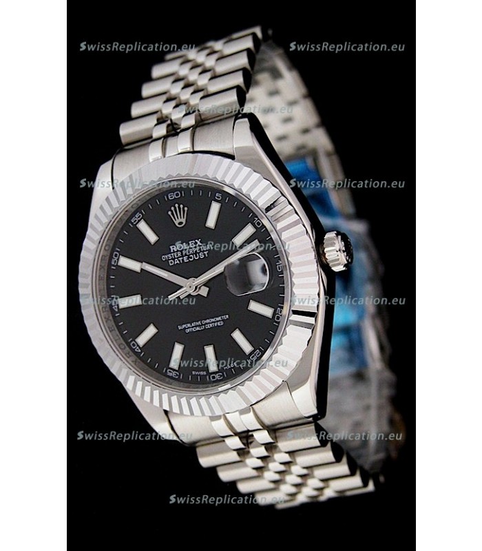 Rolex DateJust Swiss Replica Watch in Black Dial