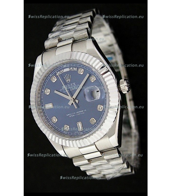 Rolex Oyster Perpetual Day Date Swiss Replica Watch in Dark Blue Dial