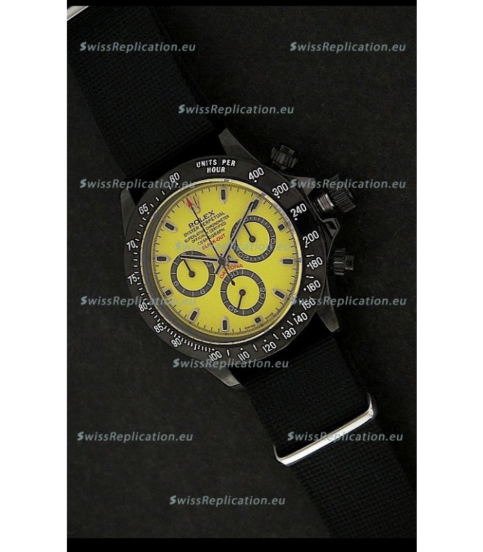 Rolex Daytona Oyster Perpetual Swiss Replica PVD Watch in Yellow Dial