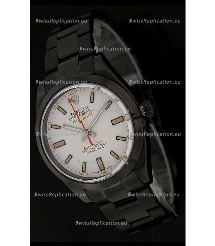 Rolex White Milgauss Black-Out Swiss Replica Watch