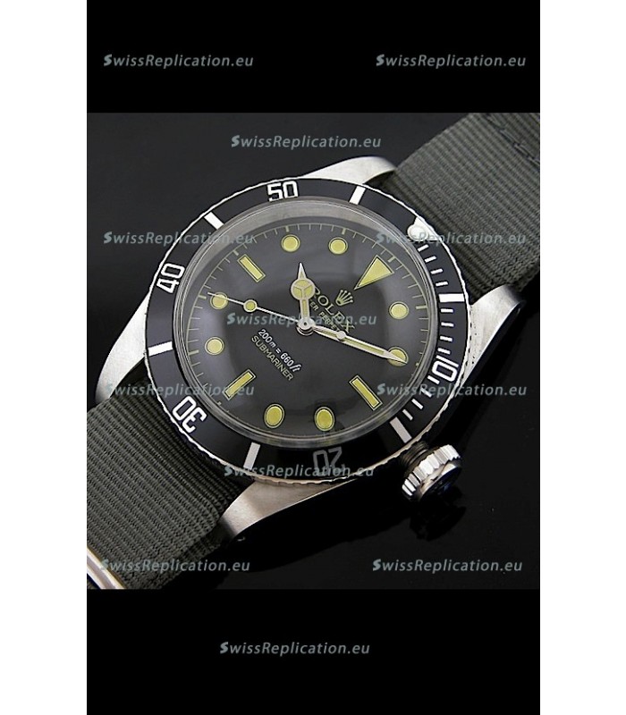 Rolex Submariner Swiss Replica Watch in Domed Crystal Nylon Strap