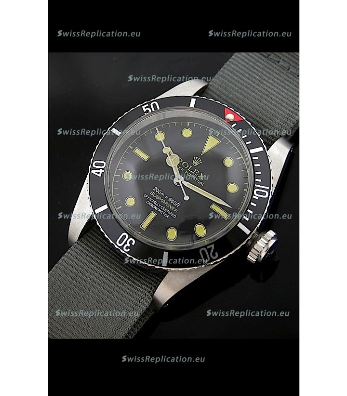 Rolex Submariner Swiss Replica Watch in Domed Crystal Green Nylon Strap