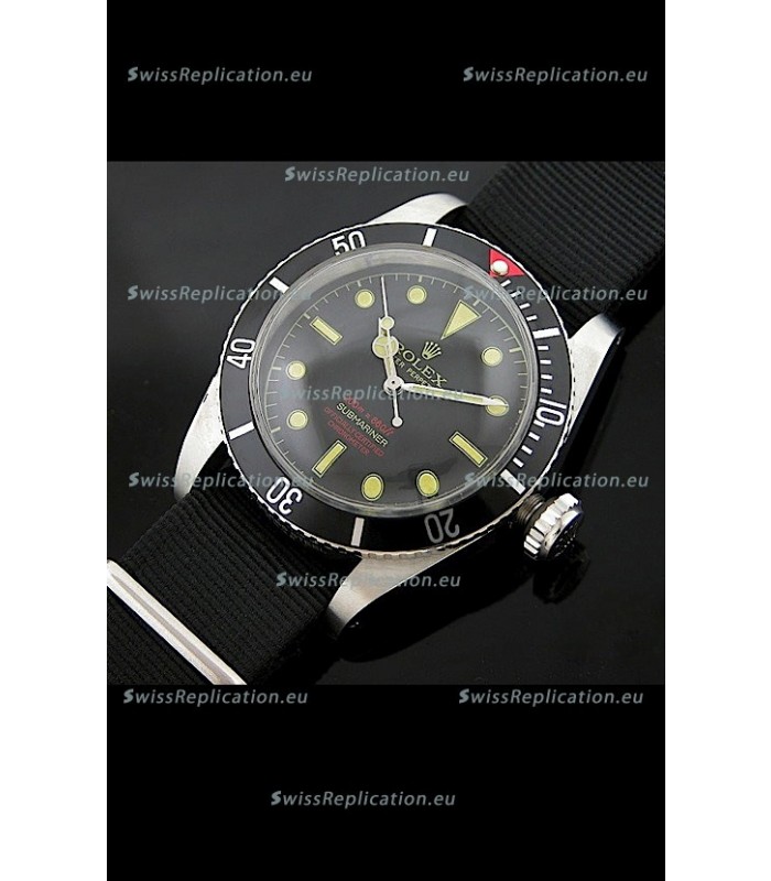 Rolex Submariner Swiss Replica Watch in Domed Crystal Black Nylon Strap
