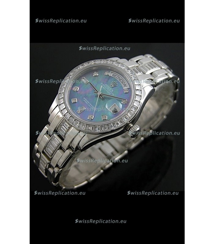 Rolex Oyster Perpetual Day Date Japanese Replica Watch in Blue Mother of Pearl Dial 