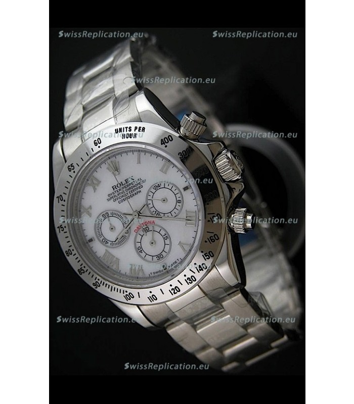 Rolex Daytona Japanese Replica Steel Watch in White Dial