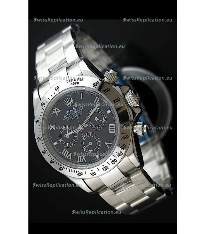 Rolex Daytona Japanese Replica Steel Watch in Black Dial