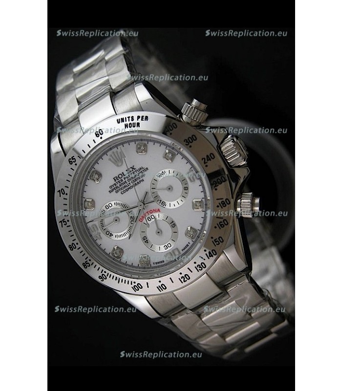 Rolex Daytona Japanese Replica Steel Watch in Diamond Hour Markers 