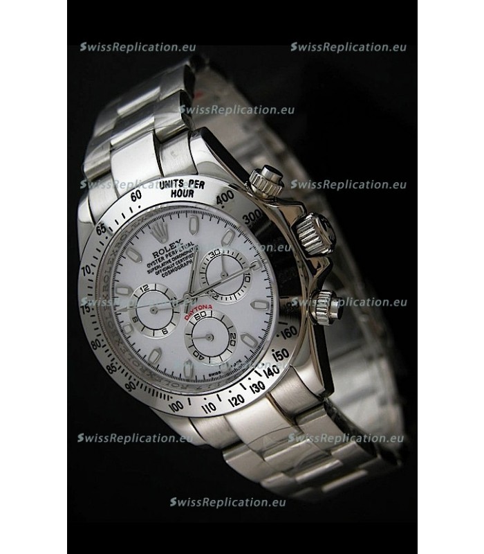 Rolex Daytona Japanese Replica Steel Watch in White Dial