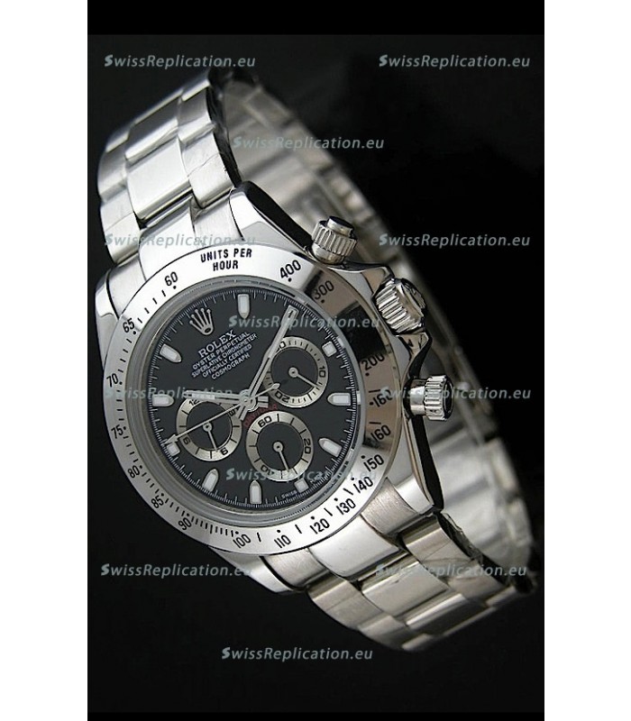 Rolex Daytona Japanese Replica Steel Watch in Black Dial