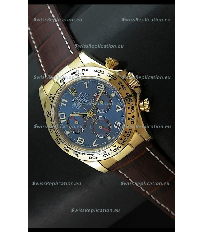 Rolex Daytona Cosmograph Swiss Replica Yellow Gold Watch in Blue Dial