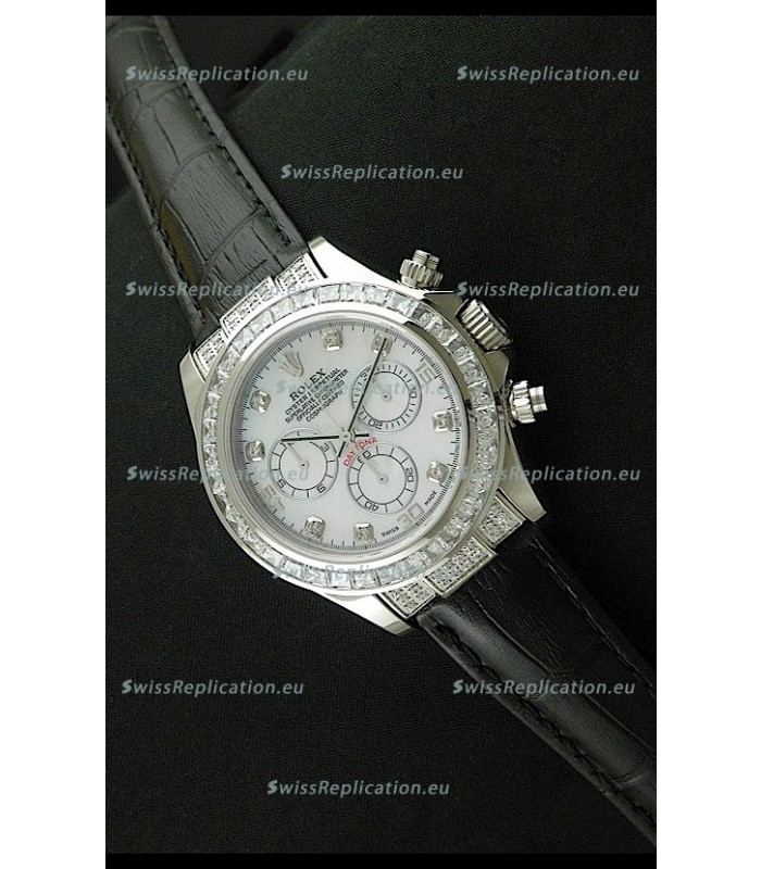 Rolex Oyster Perpetual Cosmograph Daytona Swiss Replica Watch in Black Strap
