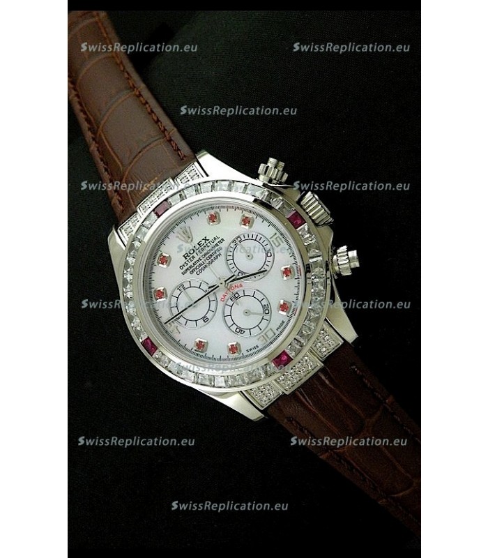 Rolex Oyster Perpetual Cosmograph Daytona Swiss Replica Watch in Brown Strap