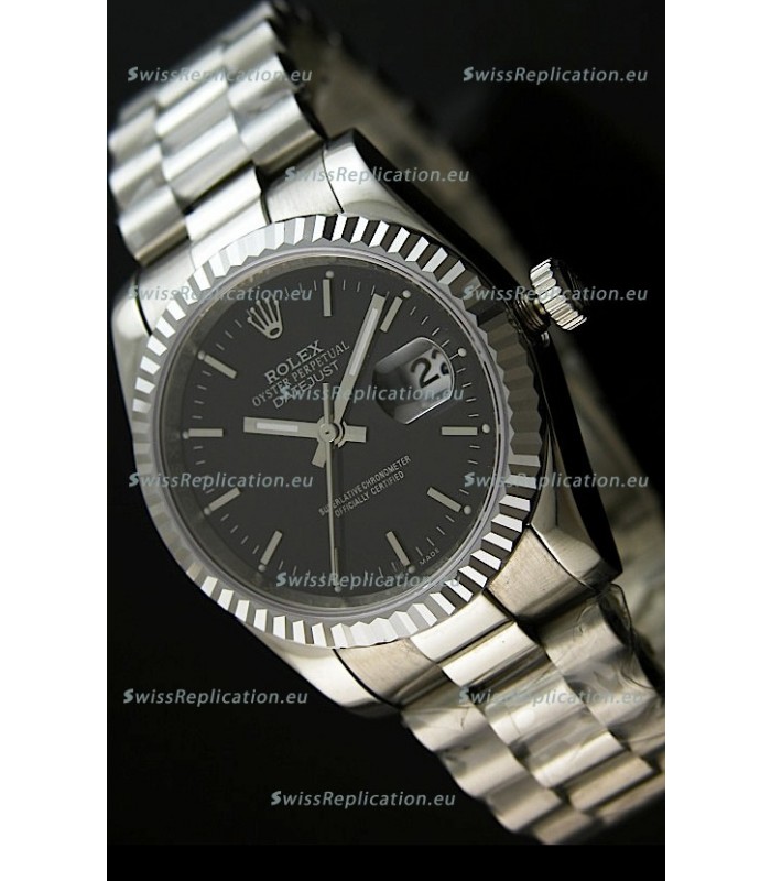 Rolex Replica Datejust Mens Swiss Watch in Black Dial - 41MM