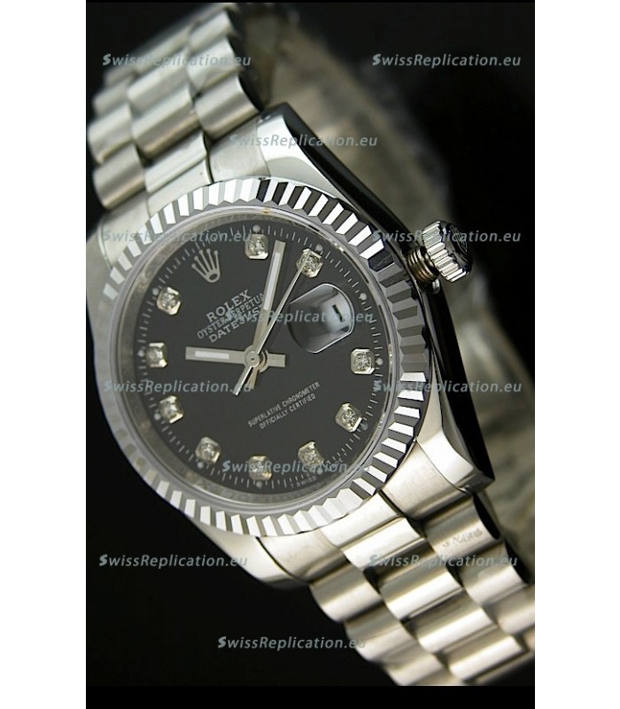 Rolex Replica Datejust Mens Swiss Watch in Black Dial - 41MM