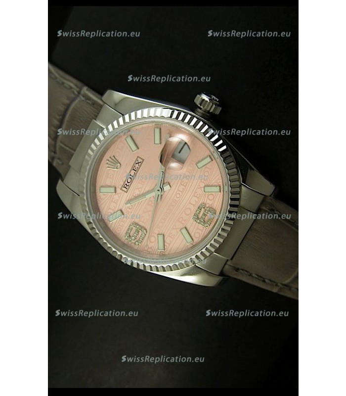 Rolex Replica Datejust Swiss Replica Watch - 37MM - Champange Dial/Grey Strap