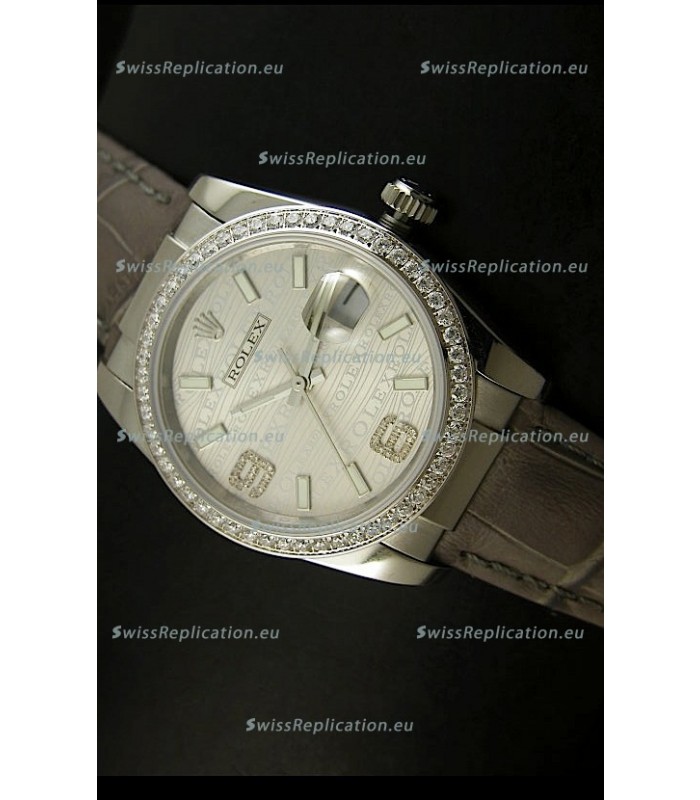 Rolex Replica Datejust Swiss Replica Watch - 37MM - Grey Dial/Strap