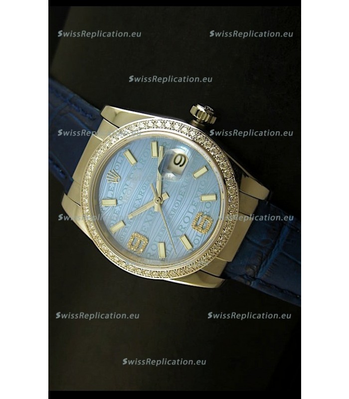 Rolex Replica Datejust Swiss Replica Watch - 37MM - Blue Dial/Strap