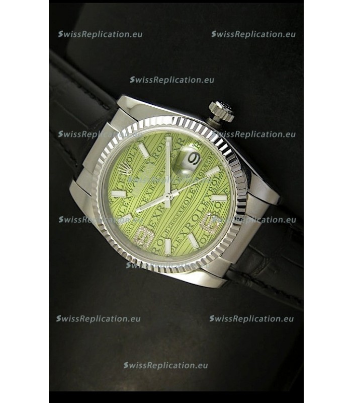 Rolex Replica Datejust Swiss Replica Watch - 37MM - Green Dial/Strap