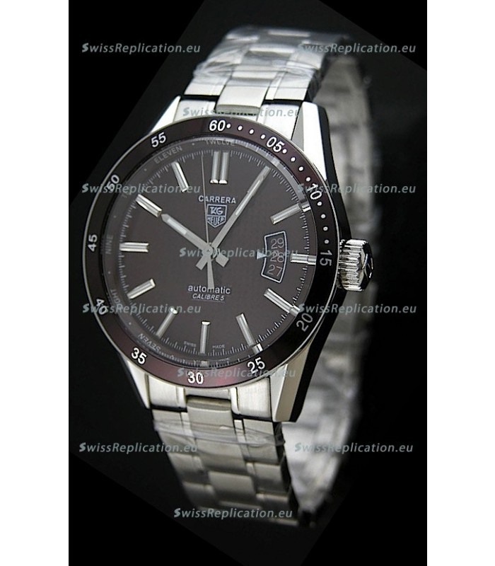 Tag Heuer Carrera Calibre 5 Swiss Replica Watch in Brown Dial