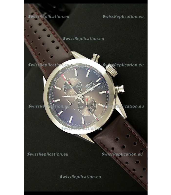 Tag Heuer Carrera Quartz Japanese Replica Watch in Brown Strap