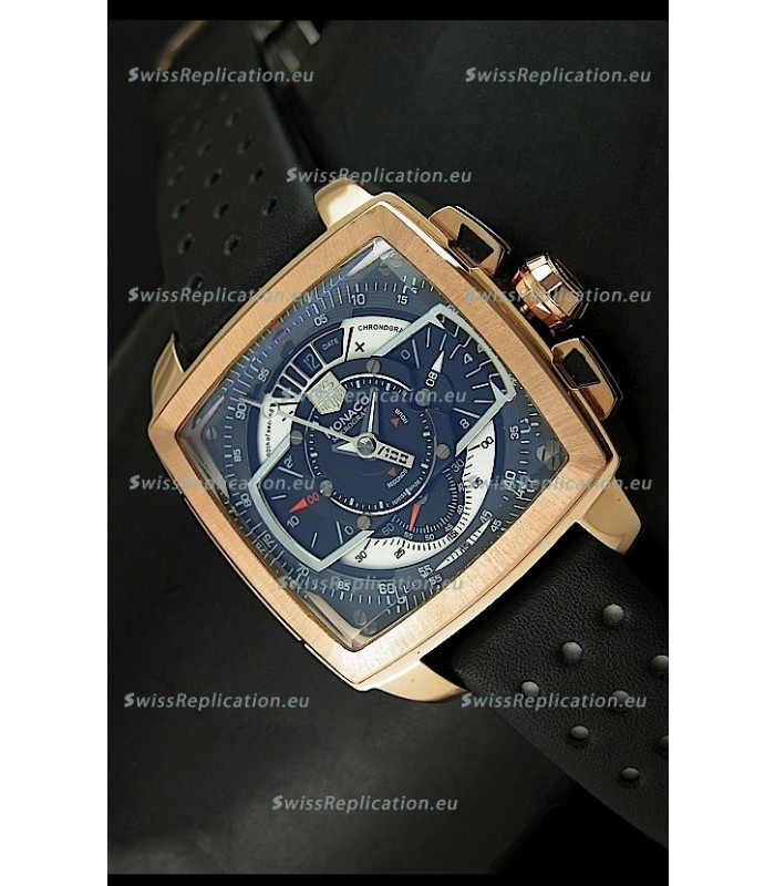 Tag Heuer Monaco Mikrograph Japanese Replica Rose Gold Watch 