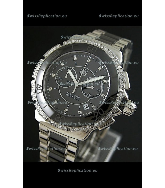Tag Heuer Formula 1 Chronograph Swiss Replica Ceramic Ladies Watch in Black Dial