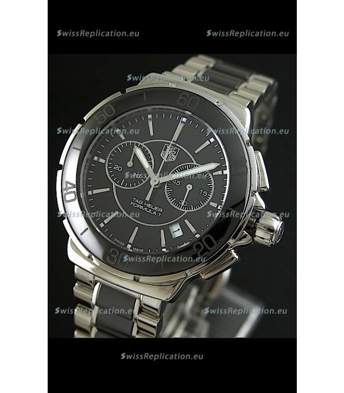 Tag Heuer Formula 1 Chronograph Swiss Replica Ceramic Ladies Watch in Black Dial