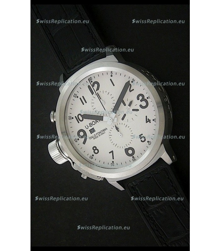 U-Boat Flightdeck Steel Watch in White Dial