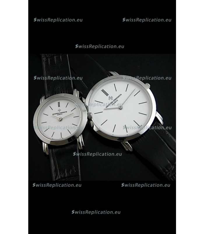 Vacheron Constantin Classical Couple Japanese Steel Watch in Leather Strap