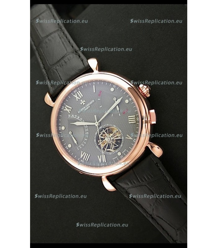 Vacheron Constantin Reserve Tourbillon Japanese Replica Rose Gold Watch in Grey Dial