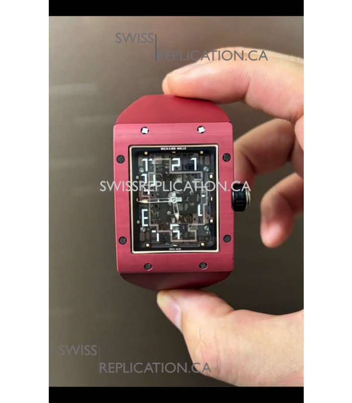Richard Mille 16-02 Titanium Extra-Flat Red Rubber Super Clone Watch 