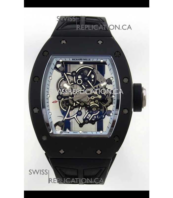 Richard Mille RM055 FREE SPRUNG MVMNT Black Ceramic Grey Inner Bezel Super Clone Watch 