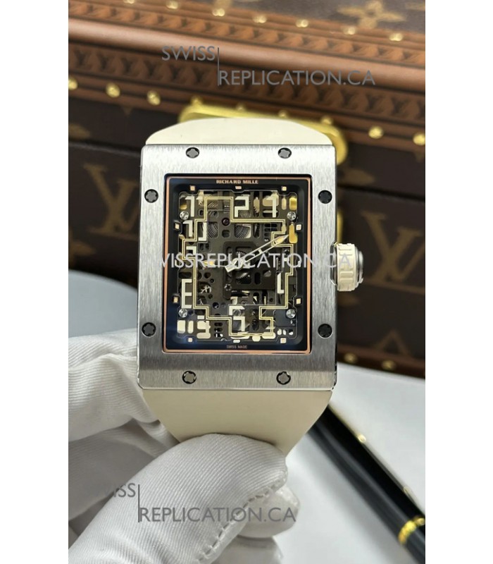Richard Mille 16-02 Titanium Extra-Flat White Rubber Super Clone Watch 