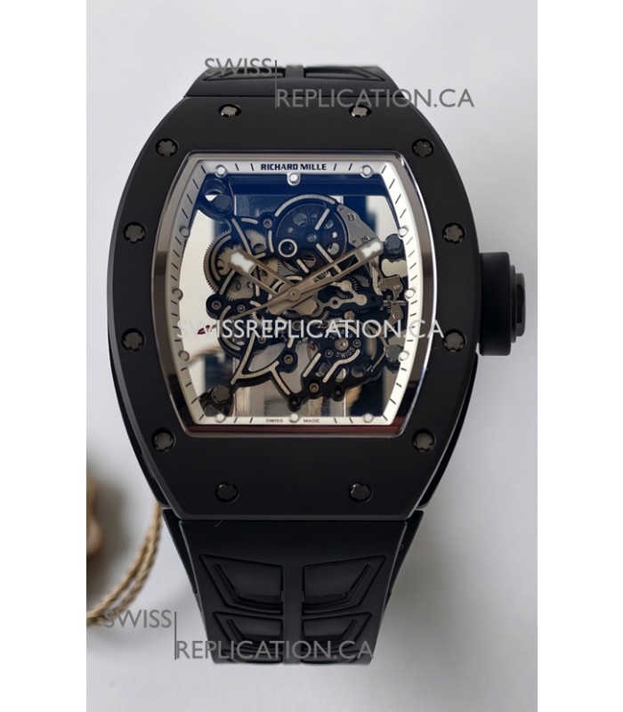 Richard Mille RM055 FREE SPRUNG MVMNT Black Ceramic White Inner Bezel Super Clone Watch 