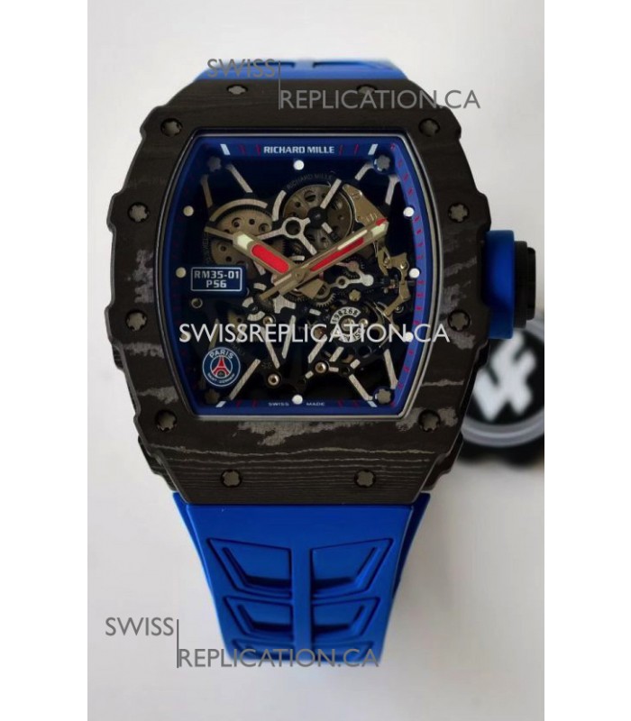 Richard Mille RM35-01 PSG Edition Carbon Fiber Casing with Genuine Tourbillon Super Clone Watch