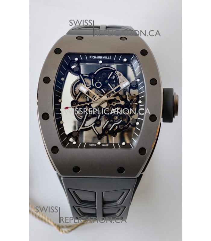 Richard Mille RM055 FREE SPRUNG MVMNT Grey Ceramic Case Super Clone Watch 