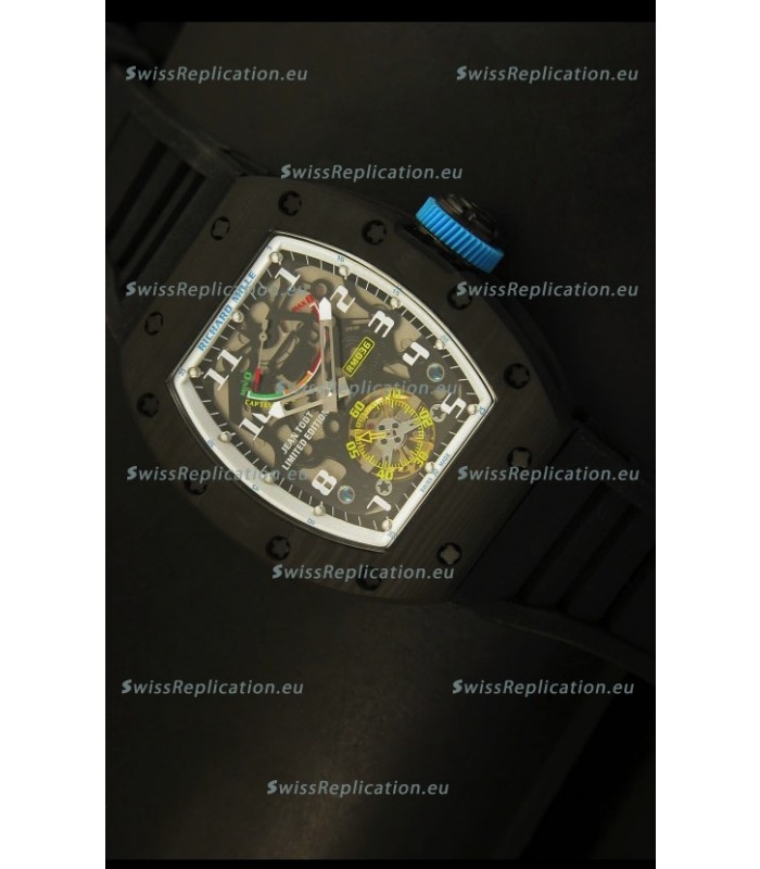 Richard Mille RM036 Jean Todt Forged Carbon Bezel Titanium Watch - All White/Blue Edition