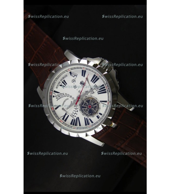 Roger Dubuis Excalibur Calendar Watch in White Dial 