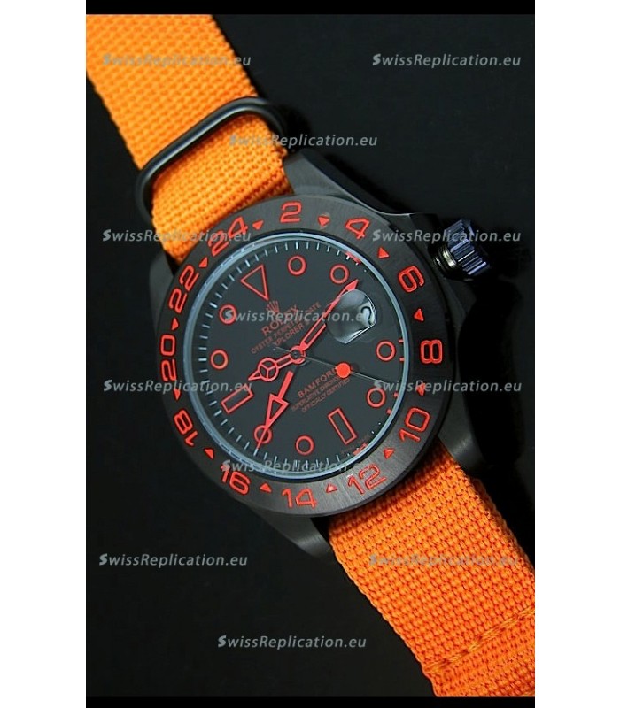 Rolex Explorer II Bamford Stealth and Flame Edition Navy Nylon Strap Replica Watch