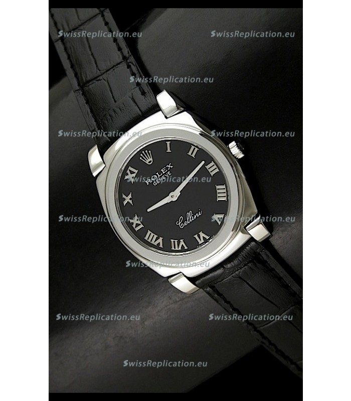 Rolex Cellini Japanese Replica Steel Watch in Black Dial