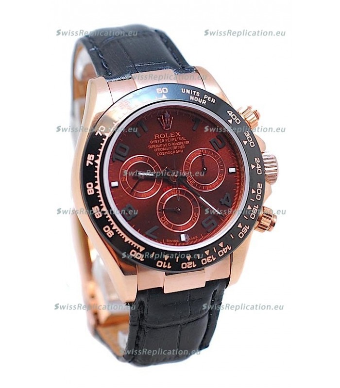 Rolex Daytona Chronograph MonoBloc Cerachrom Bezel Swiss Replica Rose Gold Plated Watch
