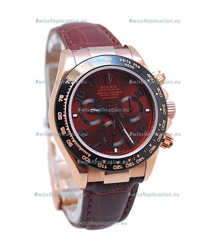 Rolex Daytona Chronograph MonoBloc Cerachrom Bezel Swiss Replica Rose Gold Plated Watch