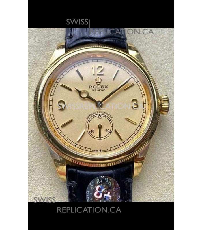 Rolex 1908 Perpetual in Yellow Gold Casing Gold Dial Swiss Replica Watch 
