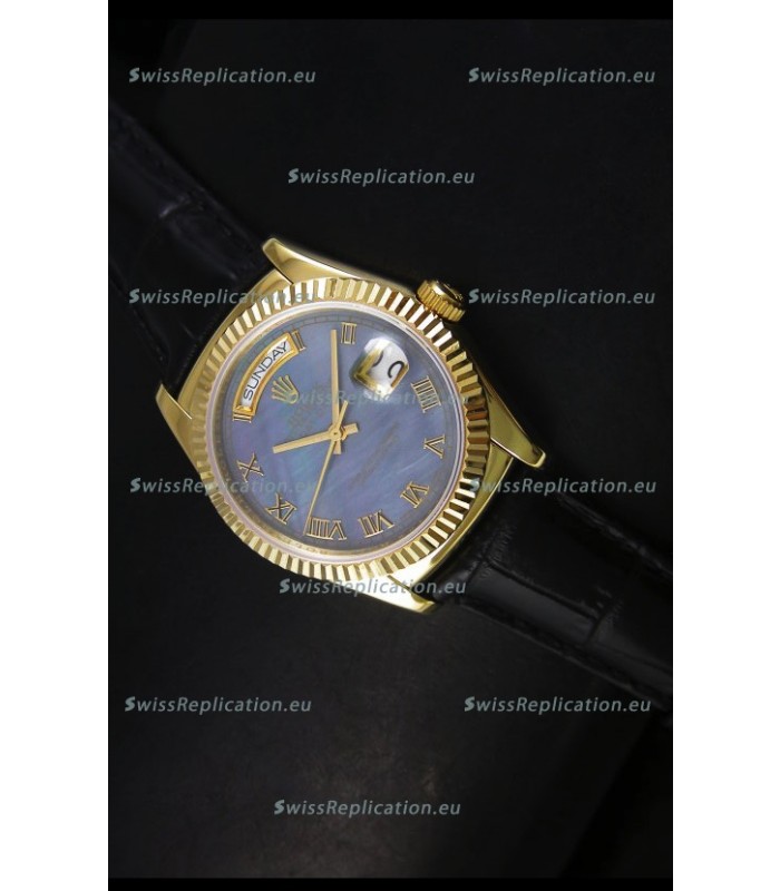 Rolex Day Date 36MM Yellow Gold Swiss Replica Watch - Blue MOP Dial